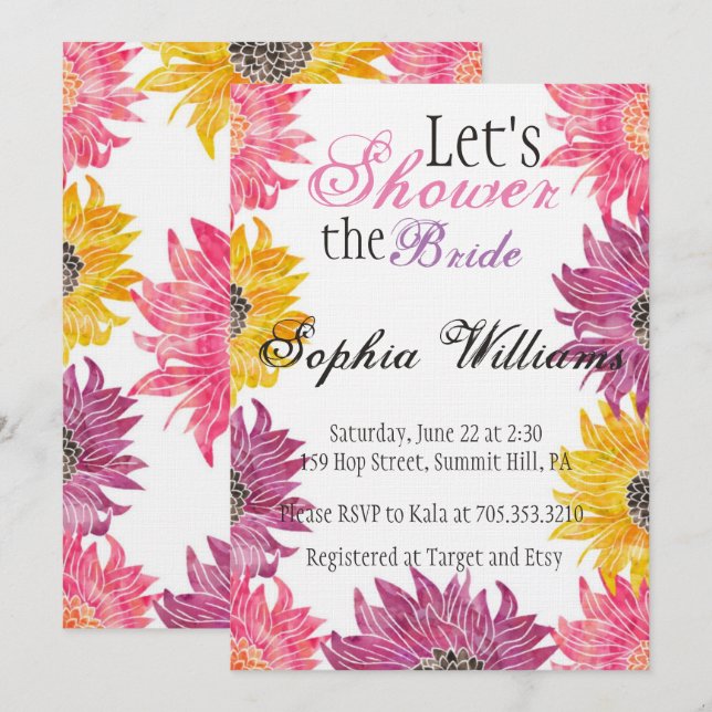 Floral Bridal Shower Invitation (Front/Back)