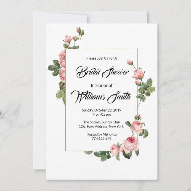 Floral Bridal Shower Invitation Card (Front)