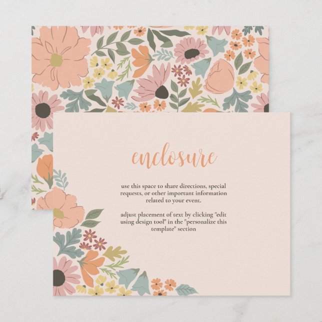 Floral Bridal Shower Invitation Insert (Front/Back)