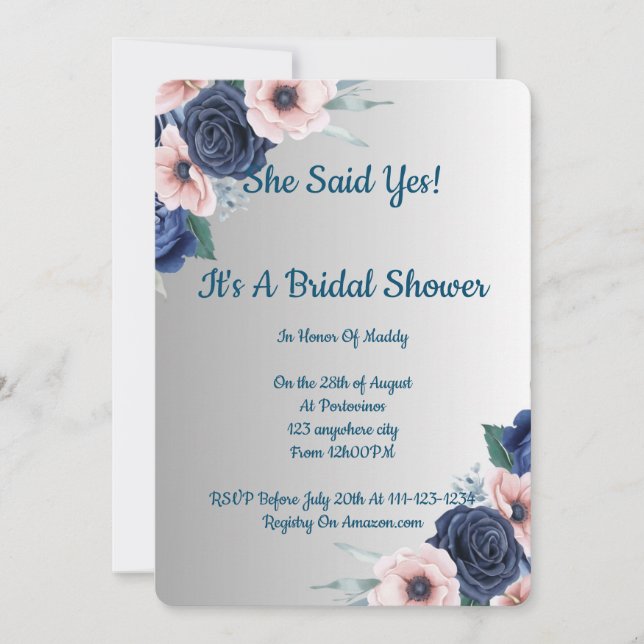Floral bridal shower invitation,modern,boho. save the date (Front)