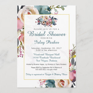 Floral Bridal Shower Invitation Summer Fall Roses