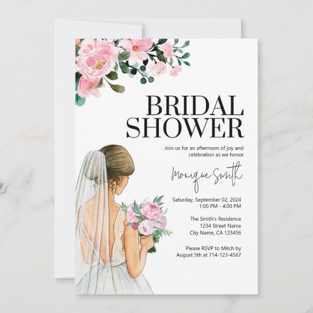 Floral Bridal Shower Invitation Template (Front)