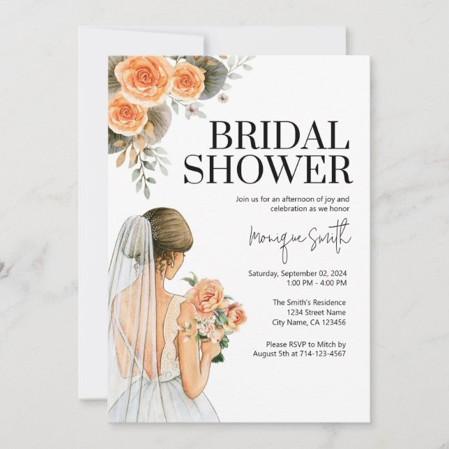 Floral Bridal Shower Invitation Template (Front)