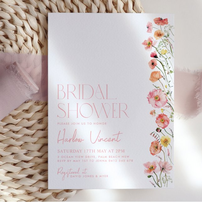 Floral Bridal Shower Invitation Wildflowers Modern (Creator Uploaded)