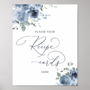 Floral Bridal Shower Leave Recipe Card Here Poster