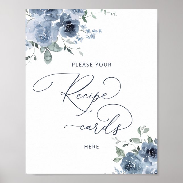 Floral Bridal Shower Leave Recipe Card Here Poster (Front)
