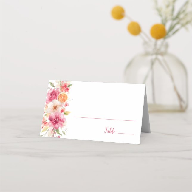 Floral Bridal Shower Love In Bloom Baby Shower Place Card (Front)