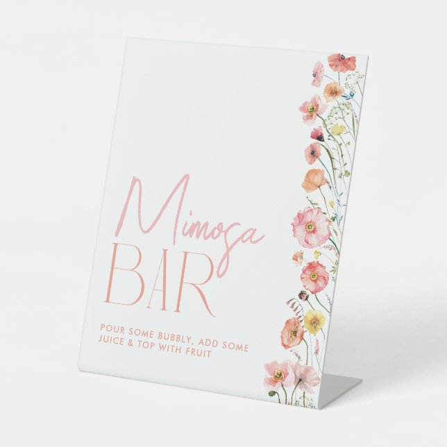 Floral Bridal Shower Mimosa Bar Sign Wildflowers (Front)