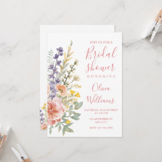 Floral Bridal Shower Modern Wildflower Invitation