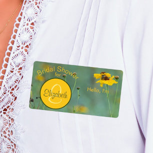 Floral Bridal Shower Monogram Paper Label Name Tag