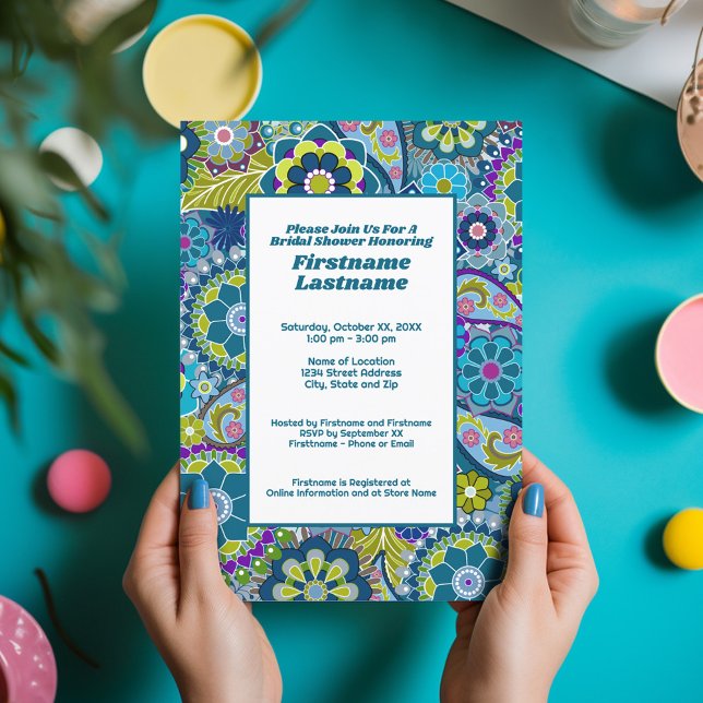 Floral Bridal Shower or Engagement Party Invitation (Funky Floral Bridal Shower Invitation)
