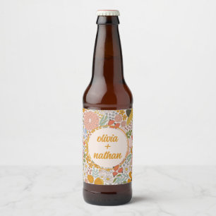 Floral Bridal Shower or Wedding Personalised Beer Bottle Label