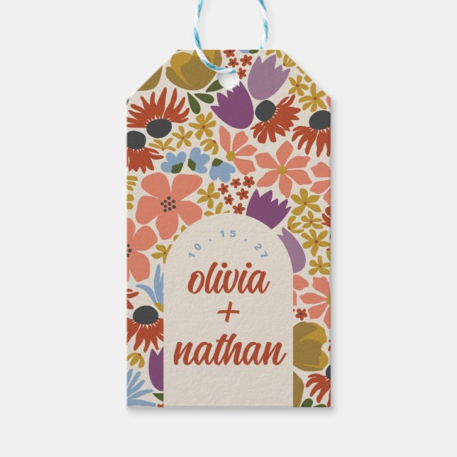 Floral Bridal Shower or Wedding Personalised Gift Tags (Front)