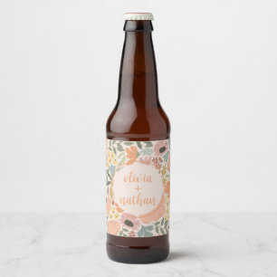 Floral Bridal Shower or Wedding Personalized Beer Bottle Label