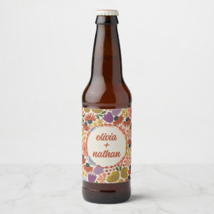 Floral Bridal Shower or Wedding Personalized Beer Bottle Label
