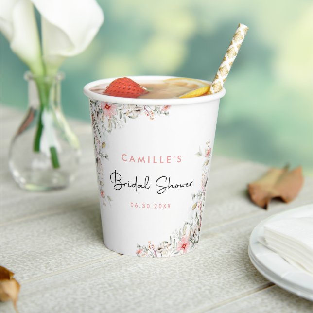 Floral Bridal Shower Paper Cups (Insitu)