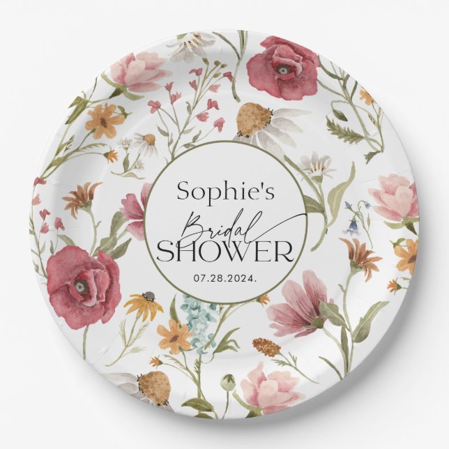 Floral Bridal Shower  Paper Plate (Front)