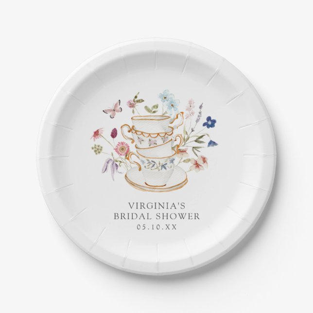 Floral Bridal Shower Paper Plate (Front)