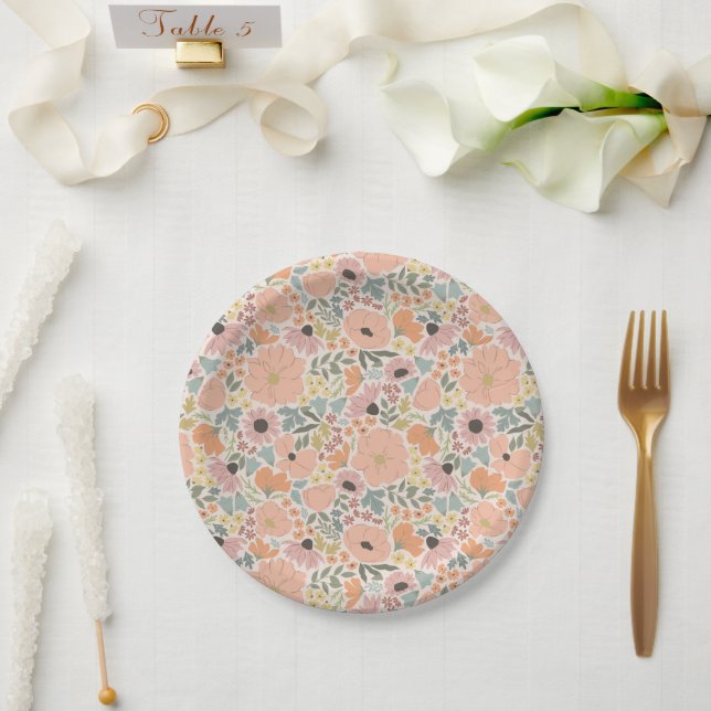 Floral Bridal Shower Paper Plate (Wedding)