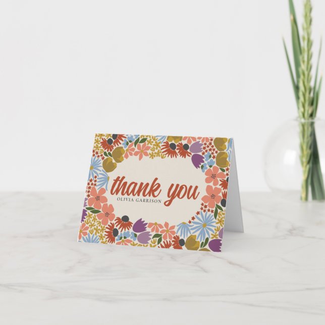Floral Bridal Shower Personalised Thank You Card (Front)