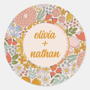 Floral Bridal Shower Personalized Classic Round Sticker