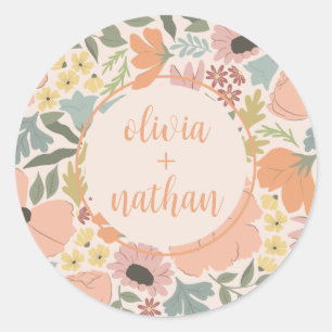 Floral Bridal Shower Personalized Classic Round Sticker