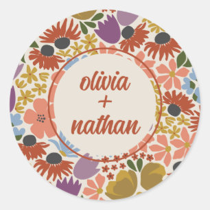 Floral Bridal Shower Personalized  Classic Round Sticker