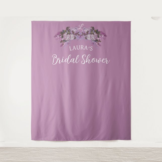 Floral Bridal Shower Photo Booth Backdrop Tapestry (Front)