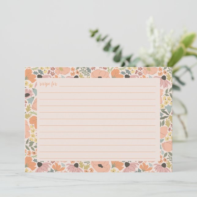 Floral Bridal Shower Recipe Card (Standing Front)