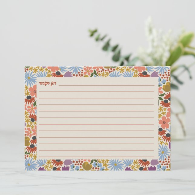 Floral Bridal Shower Recipe Card (Standing Front)