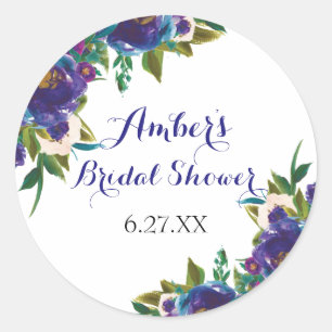 Floral Bridal Shower Round Stickers