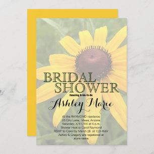 Floral Bridal Shower Single Rudbeckia Photo Custom Invitation