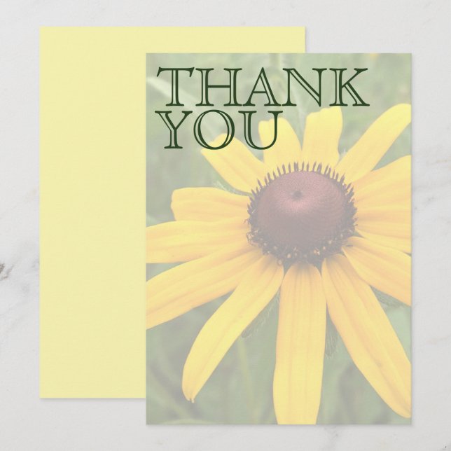 Floral Bridal Shower Single Rudbeckia Photo Custom Thank You Card (Front/Back)