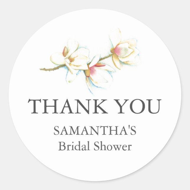 Floral Bridal Shower Stickers Thank You Simple (Front)