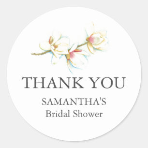 Floral Bridal Shower Stickers Thank You Simple
