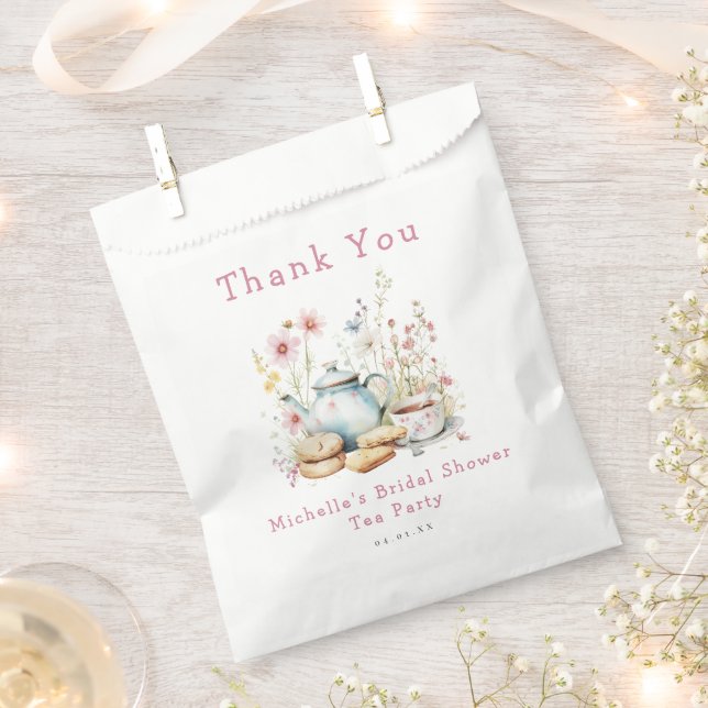 Floral Bridal Shower Tea Party Favour Bags (Clipped)
