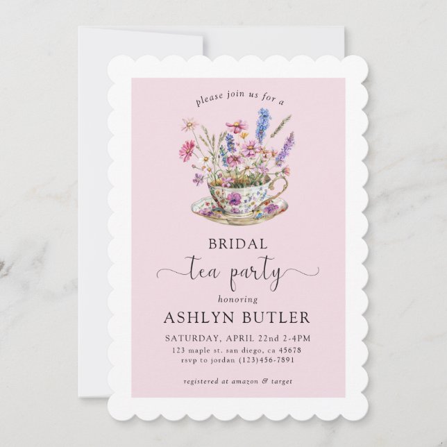 Floral Bridal Shower Tea Party Invitation (Front)