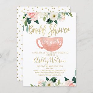 Floral Bridal Shower Tea Party Invitation
