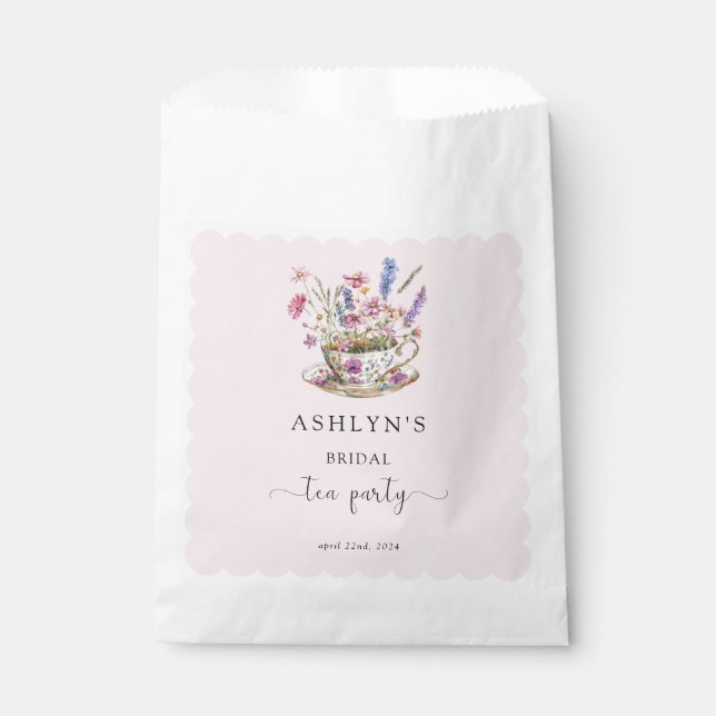 Floral Bridal Shower Tea Party Paper Favour Bag (Front)