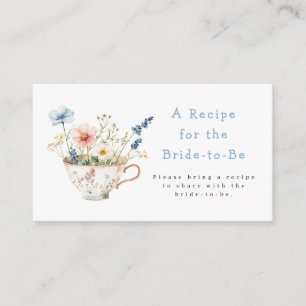 Floral Bridal Shower Tea Party Recipe Request Enclosure Card