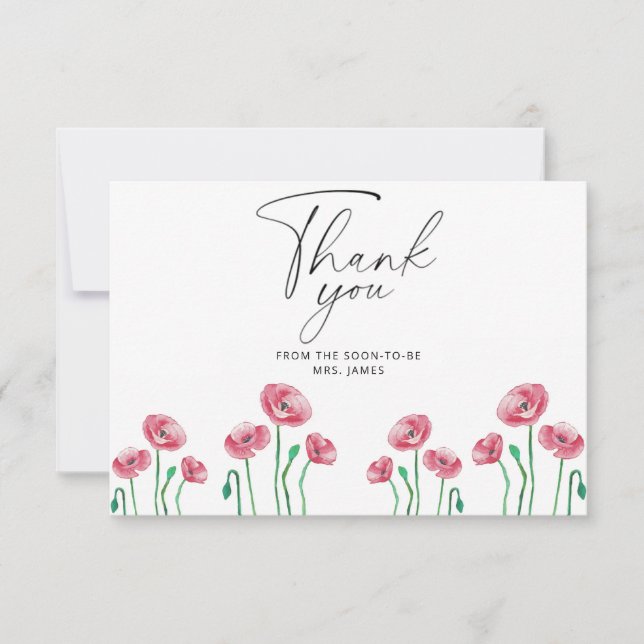 Floral bridal shower thank you card (Front)