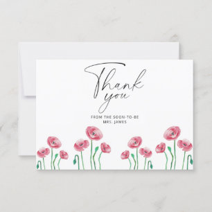 Floral bridal shower thank you card