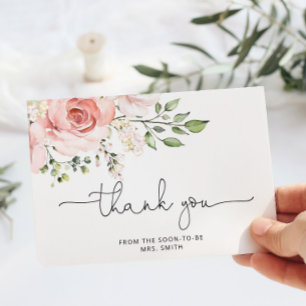 Floral bridal shower thank you card