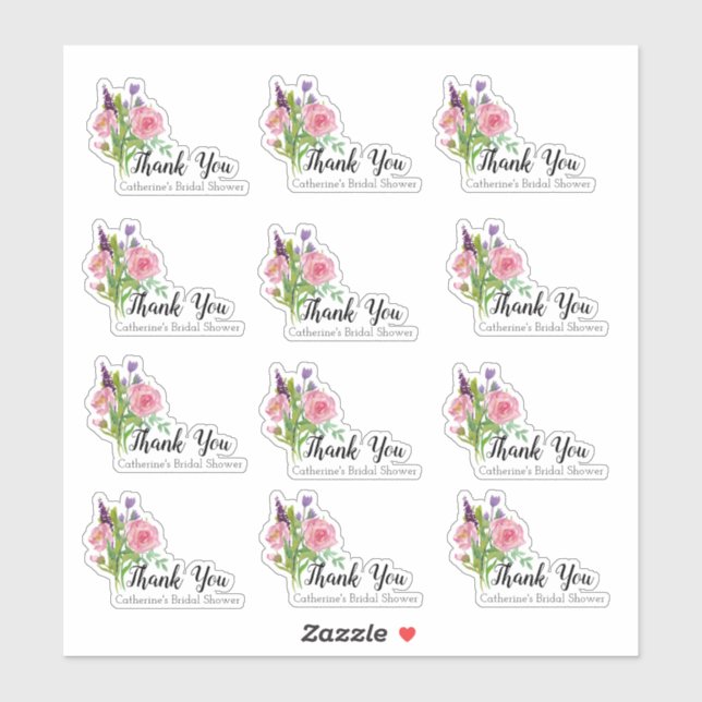 Floral Bridal Shower Thank You Set (Sheet)