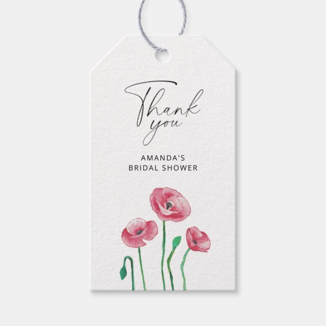 Floral bridal shower thank you tag (Front)