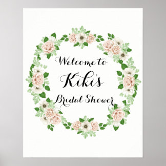 Floral bridal shower welcome sign