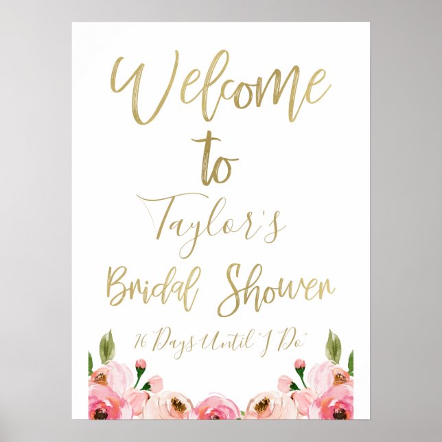 Floral Bridal Shower Welcome Sign (Front)