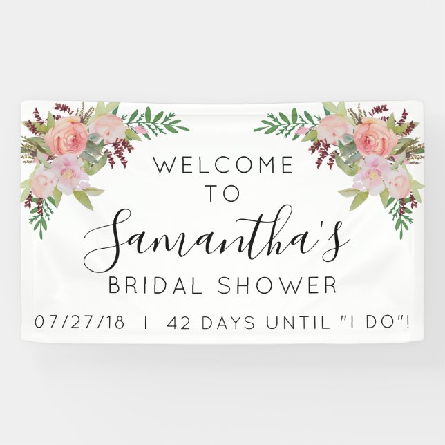 Floral Bridal Shower Welcome Sign Days until I Do (Horizontal)