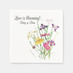 Floral Bridal Shower Wildflower Name Napkins