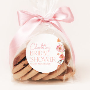 Floral Bridal Shower Wildflower Poppies Favour Classic Round Sticker